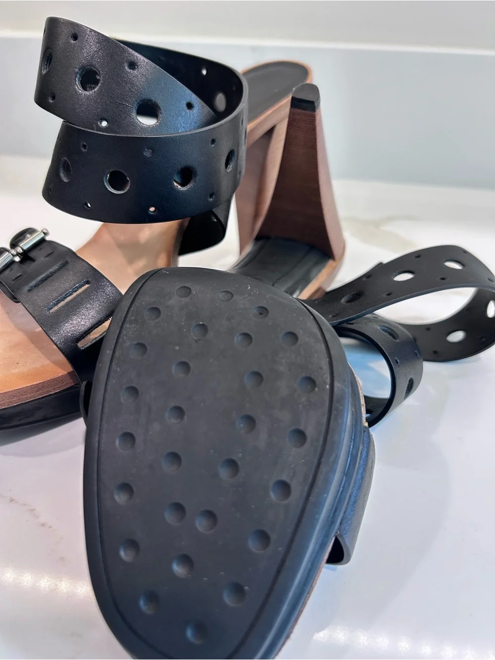 Tod’s Black Sasha Gomma Sandalo Forature Platform Heels